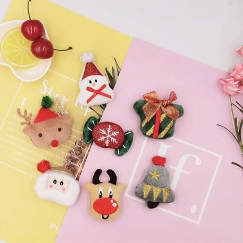 10pcs/lot Cartoon DIY Cute Christmas plush doll patches appliques hair decoration for hair cloth and shoes