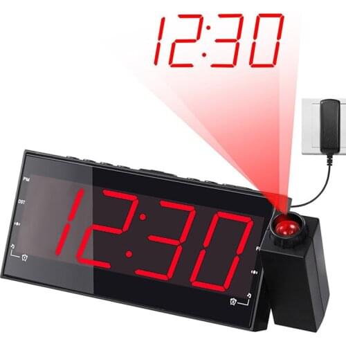 12 Hours Large Number Desktop Clock ,Always on Projector Digital Snooze Alarm Clocks Easy To Read With /AC / USB Power