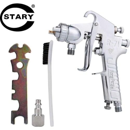STARY Silver Spray Gun Nozzle Size 1.3mm 71P Pressure Feed Air Paint Spray Gun Easy Spraying and Clean Perfect Spray Gun