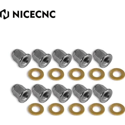 NICECNC M8 Polished Acorn Head Nuts Washers For Yamaha Banshee 350 YFZ350 YFZ 1987 - 2006 2005 2004 2003 2002 2001 2000 1999