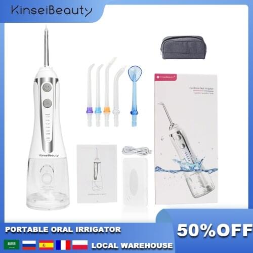 Portable Oral Irrigator 5 Modes USB Rechargeable Dental Water Flosser 5 Jet Irrigator Dental Tips Waterproof Teeth Cleaner 300ml