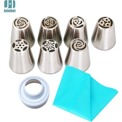 Drop shipping 7pcs set russian piping tips and one silicone bag and one coupler /set