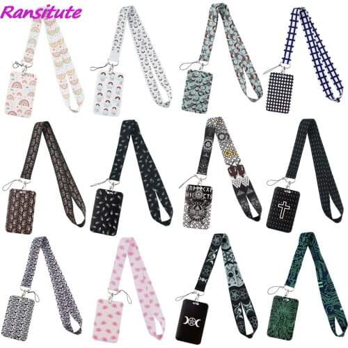 Ransitute R1834 Creative Rainbow Grid Fashion Lanyards ID Badge Holder Bus Pass Case Cover Slip Bank Credit Card Holder Lanyard