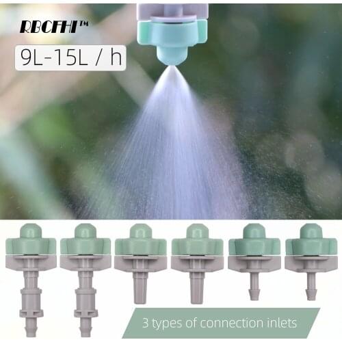 RBCFHI 15PCS 9-15L/h Misting Nozzles Garden Irrigation Fine Spray Sprinklers Cooling System Micro Jet 0.2-0.35m Spray Distance