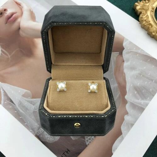 LAMOON 5.5mm 100% Natural Freshwater Pearl 925 Sterling Silver Jewelry S925 stud Earrings LMEI017