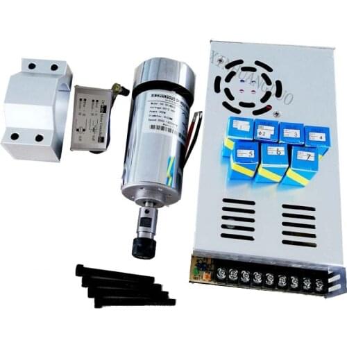 Cnc spindle 300W air cooled milling Motor & high speed spindle power converter &52mm clamp & 7pcs er11 collet for DIY engraving