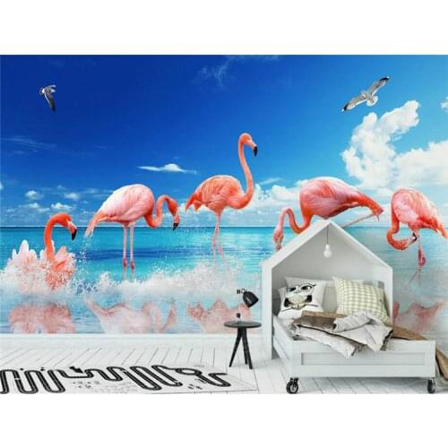 Home Improvement 3D Wallpaper for Walls 3d Decorative Vinyl Wall Paper Modern minimalist flamingo background wall wallpapers
