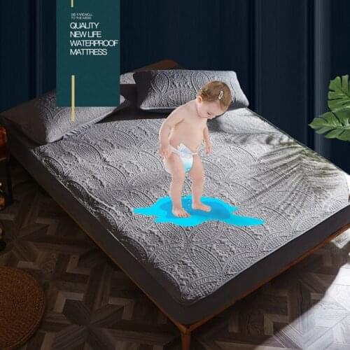 Waterproof Mattress Bed Cover Luxury European Style Fitted Sheets Protector Solid Color Thick Soft Pad for Women Men Bedsheet