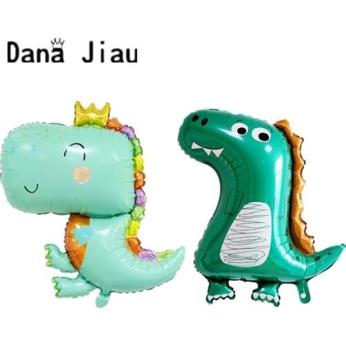 Wed cartoon crown green dinosaur Foil Balloon Kindergarten activities decoration boy Birthday party decoration Kids Toy