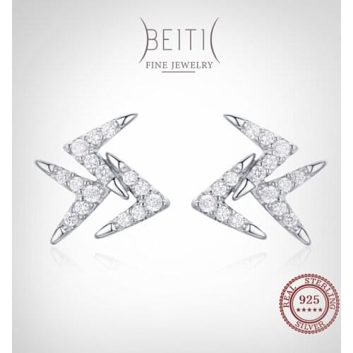 Beitil Minimalist Geometric Design 100% 925 Sterling Silver Stud Earrings For Women Fashion Geometric Fine Jewelry Gift