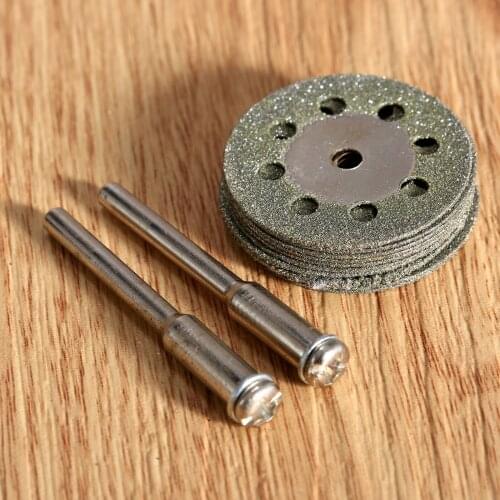 10pcs Diamond 25mm Rotary Cutting Wheel GRIT 150 Cut Off Blade Grinding Disc Grinding Wheel Circular Saw Blade +2pcs Mandrel