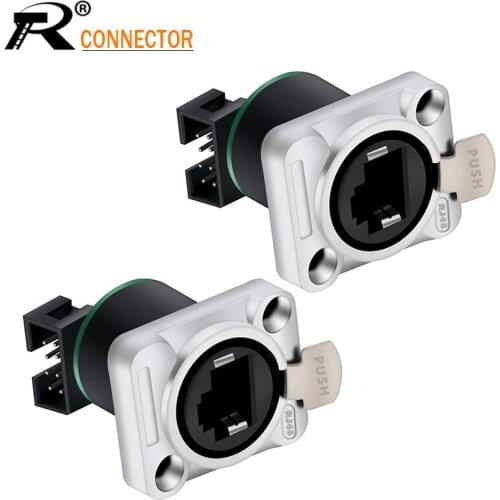 10pcs RJ45 Female Socket Aviation Ethernet Network Converter Waterproof with PCB Board Panel Mount Connectort 8P8C