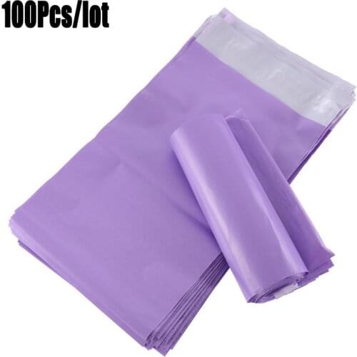 100Pcs Purple Courier Mailer Bags Packaging Poly Package Plastic Self-Adhesive Mailing Express Bag Envelope Postal Pouch Mailing
