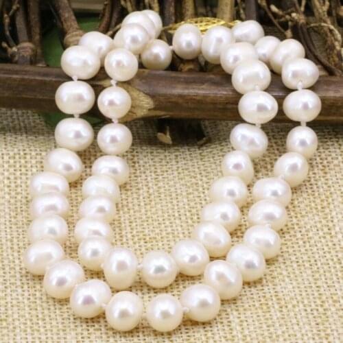 2 style 8-9mm white natural freshwater nearround pearl beads choker necklace women chain wholesale price jewelry 18inch B3188