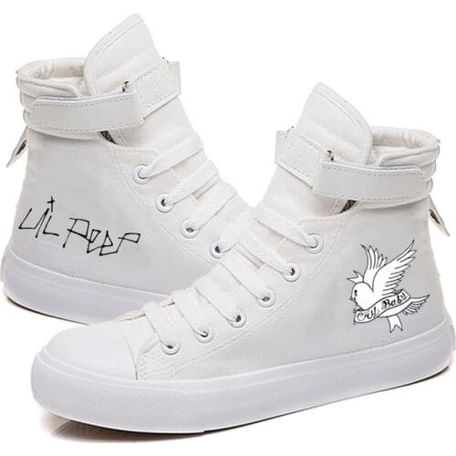 2020 hellboy lil peep Cosplay Canvas Shoes Girls Spring lil peep Casual Lace Up High Heel Canvas Shoes Sneaker For Women or Mens