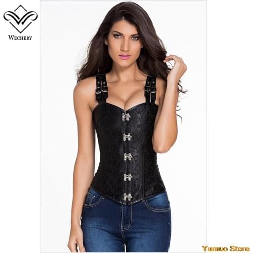 2021Corset Steampunk Corsets and Bustiers Slimming Gothic Corsage Corselet Corsets Sexy Black Strap Corset Steel Boning Bustier