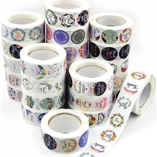 28mm 500pcs"Thank You"Stickers Dessert Cake Baking Seal Stickers Cartoon Children Reward Stickers Wedding Birthday Party Flowers