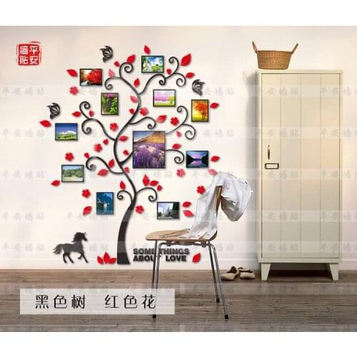 3D acrylic crystal three-dimensional wall stickers living room photo wall frame tree HAPPY FAMILY PHOTO FRAME STICKER