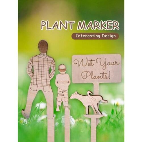 4pcs Funny Plant Marker Family Father Son Dog Garden Plant Label Sign Miniature Landscape Flower Basin Planting Sign Garden Tool