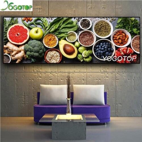 5D diy diamond painting Gourmet nuts fruits vegetables large size mural cross stitch embroidery mosaic full drill decor YY3388