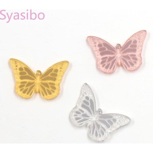 6pcs/lot) Engraved Butterfly For Earrings Rose Gold Mirror Acrylic Jewelry Making Accessories