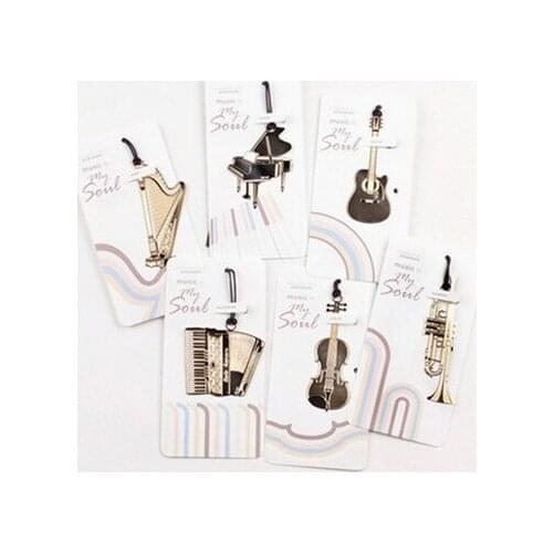 60PCS/LOT 6 Styles New Creative musical instrument designs Metal Bookmark/Gold Book marks