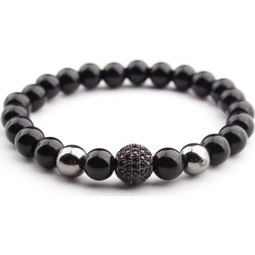 8mm black Punk multicolor Agate Chakra Healing Reiki Buddha Yoga Bracelet elastic adjustable Volcanic Stone Bangles ehg3