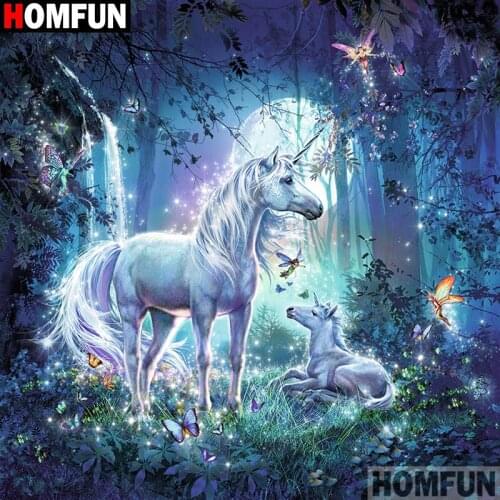 HOMFUN Full Square/Round Drill 5D DIY Diamond Painting "Landscape horse" Embroidery Cross Stitch 5D Home Decor A01418