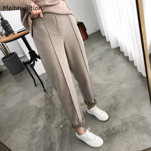 2020 Korean Women Thicken Pencil Pants Ladies Winter Spring Plus Size Work Pants Female OL Office Loose Capris Trousers