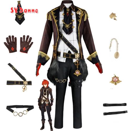 Genshin Impact Cosplay Uniform Diluc Ragnvindr Cosplay Costume Noble Outfit Diluc Games Uniform Cosplay