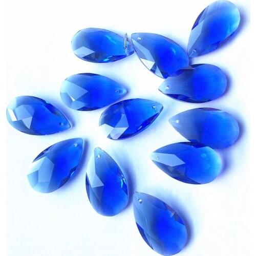 10pcs/lot 38*21mm Blue Angels tears Faceted crystal Chandelier prisms, chandelier crystal Glass Suncatcher (+Free rings)