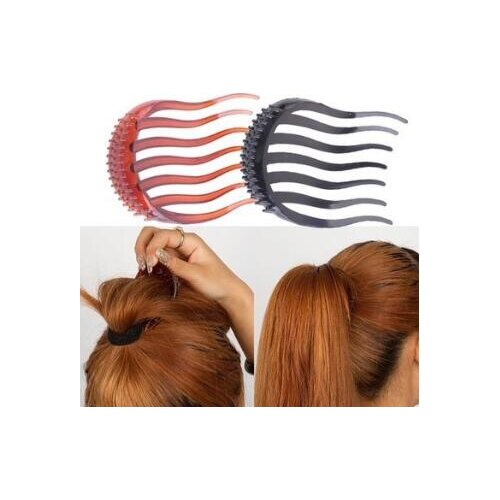 Pony-tail Comb Fluffy Horsetail Hair Forks Black/Brown ACRLIC Braid Pad Hair Care & Styling Tools Hair Accessories HA026