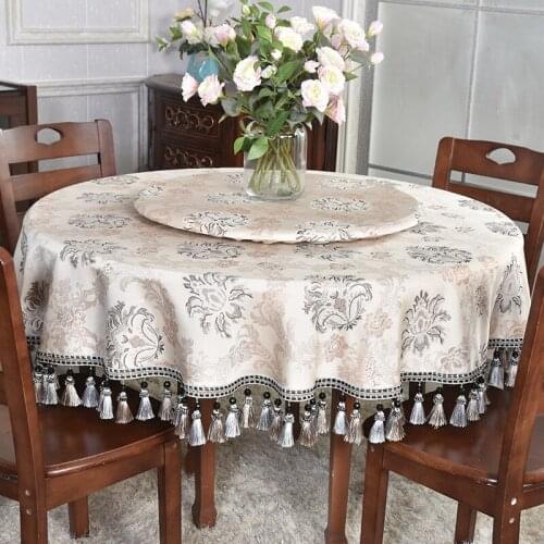 Fabric round Tablecloth Light Luxury Tassels Large Table Mat Banquet Table Cloth Advanced Flat Table Customized for Dining Table