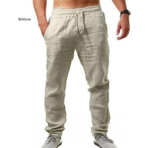 Summer Men Sportswear Breathable Cotton And Linen Hip Hop Sweatpants Multi Color Men Casual Pants