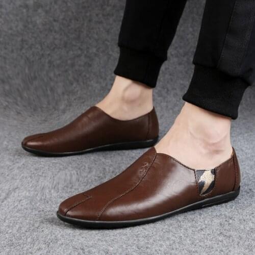 Fashion casual Shoes Loafers Men genuine Leather Shoes Moccasins Casual Breathable Business Slip on Shoes Zapatillas Hombre
