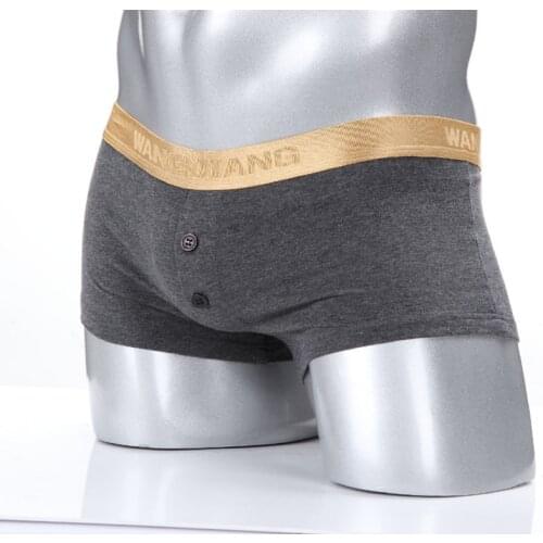 Men Cotton Boxers Sexy Underwear Mens Panties Breathable Comfortable Sexy Lingerie Trunk Boxer Waistband Button Underpants