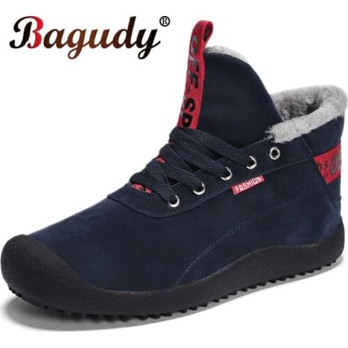 Men Fashion Winter Warm Plush Snow Boots High Quality Suede Man Ankle Boots Winter Warm Shoes Snow Work Shoes Men Sneakers Boots