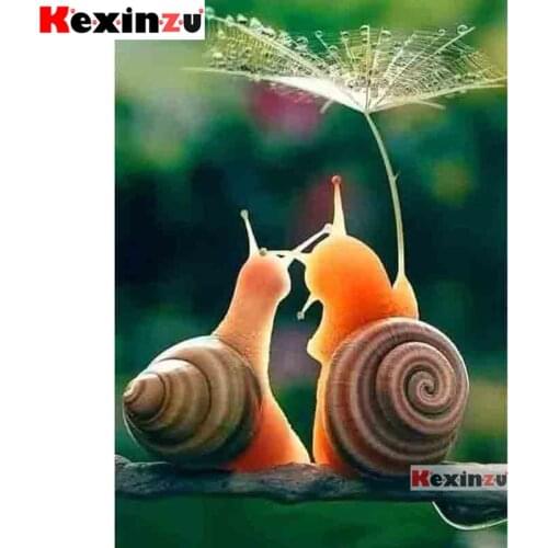 Kexinzu 5D DIY Full Square/Round Drill Diamond Painting Kit "Snail couple" Embroidery Mosaic Cross Stitch Stickers Decor Gift X4