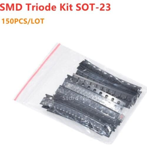 150PCS/LOT SOT-23 Transistor Kit Assorted Set S9012-S9014 BAV90 BAV70 MMBT5551 15 Kinds SMD Triode Kit SOT23 Transistor Set