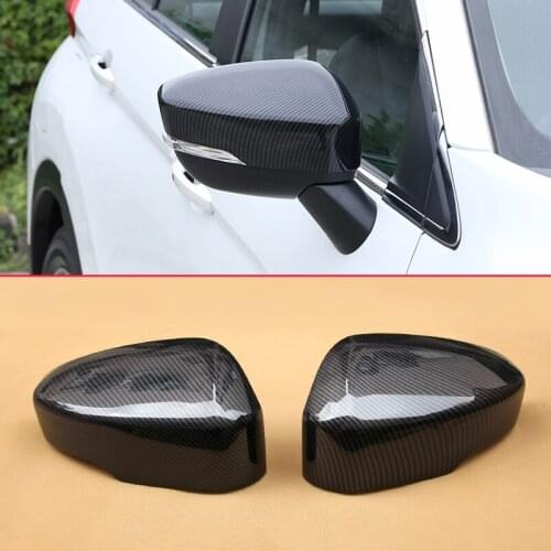 2pcs Carbon Fiber Look Overlay For 2018 2019 Mitsubishi Eclipse Cross Exterior Cover Car Side Rearview Mirrors Protector Trims