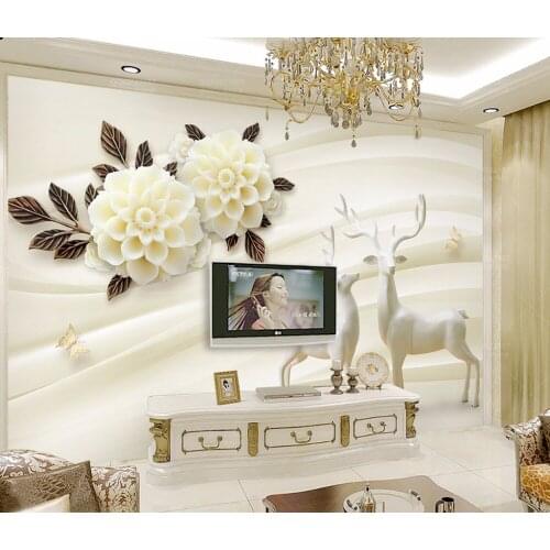 Bacaz wallpaper home decoration photo background art white flower marble living room bedroom life wall covered mural tapete
