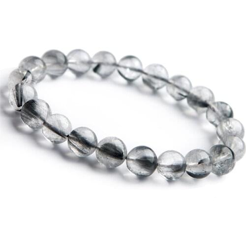 Genuine Natural Brookite Rutilated Quartz Bracelets For Women Men 9.5mm Crystal Round Bead Stretch Bracelet AAAA