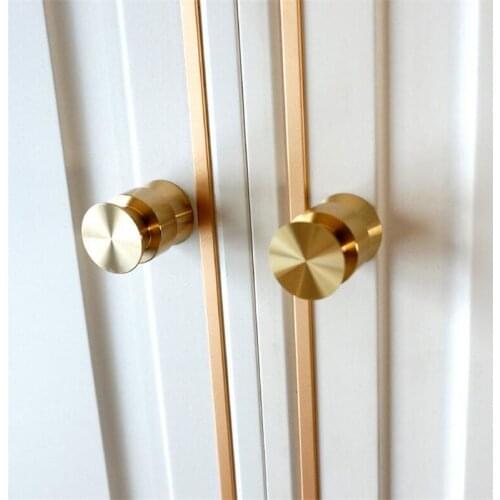 New Nordic Solid Brass Handle Button Shape Wardrobe Cupboard Shoe Cabinet Door Knob Small Handles