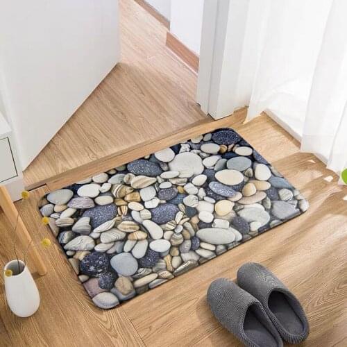 New Style 3D Cobblestone Flannel Door Mat Kitchen Bathroom Toilet Area Anti-Slip Mat For Floor Indoor Entrance Waterproof Rug