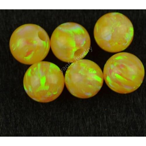 Wholesale price 2mm-6mm half drilled beads op28 Yellow fire opal stone for opal earrings in 78 colors