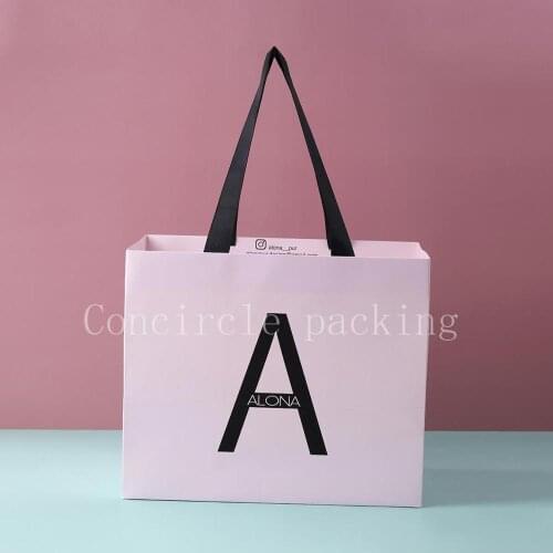 Wholesale 500pcs/lot Custom Logo Printed Gift Shopping Paper Packaging Women Clothing Bag
