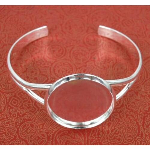Multi-color Blank Cuff Bangle Bases with Round Smooth Bezel Resin Cabochons Open Bracelet Bangle Settings DIY Jewelry Findings