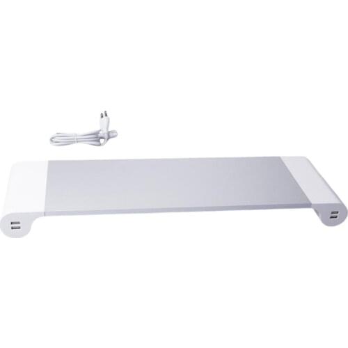 Aluminium Alloy Monitor Stand Computer Base Table Wireless Charge With Multi-ports USB 3.0 Desk HUB Laptop Desk Stand Organizer