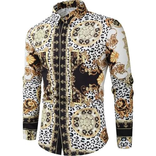 Casual Blouse Homme Baroque Banquet Shirt Paisley Men Shirt Luxury Korean Mens Long Sleeve Print Shirts Men 545