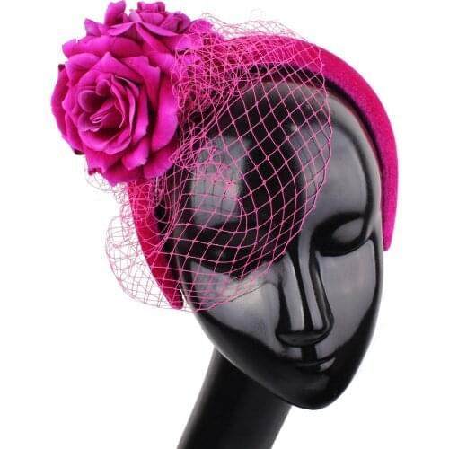 Elegant Princess Occasion Flower Hair Band Mesh Wedding Headwar For Bride Net Fashion Hair Accessories Lady Fascinators Headband